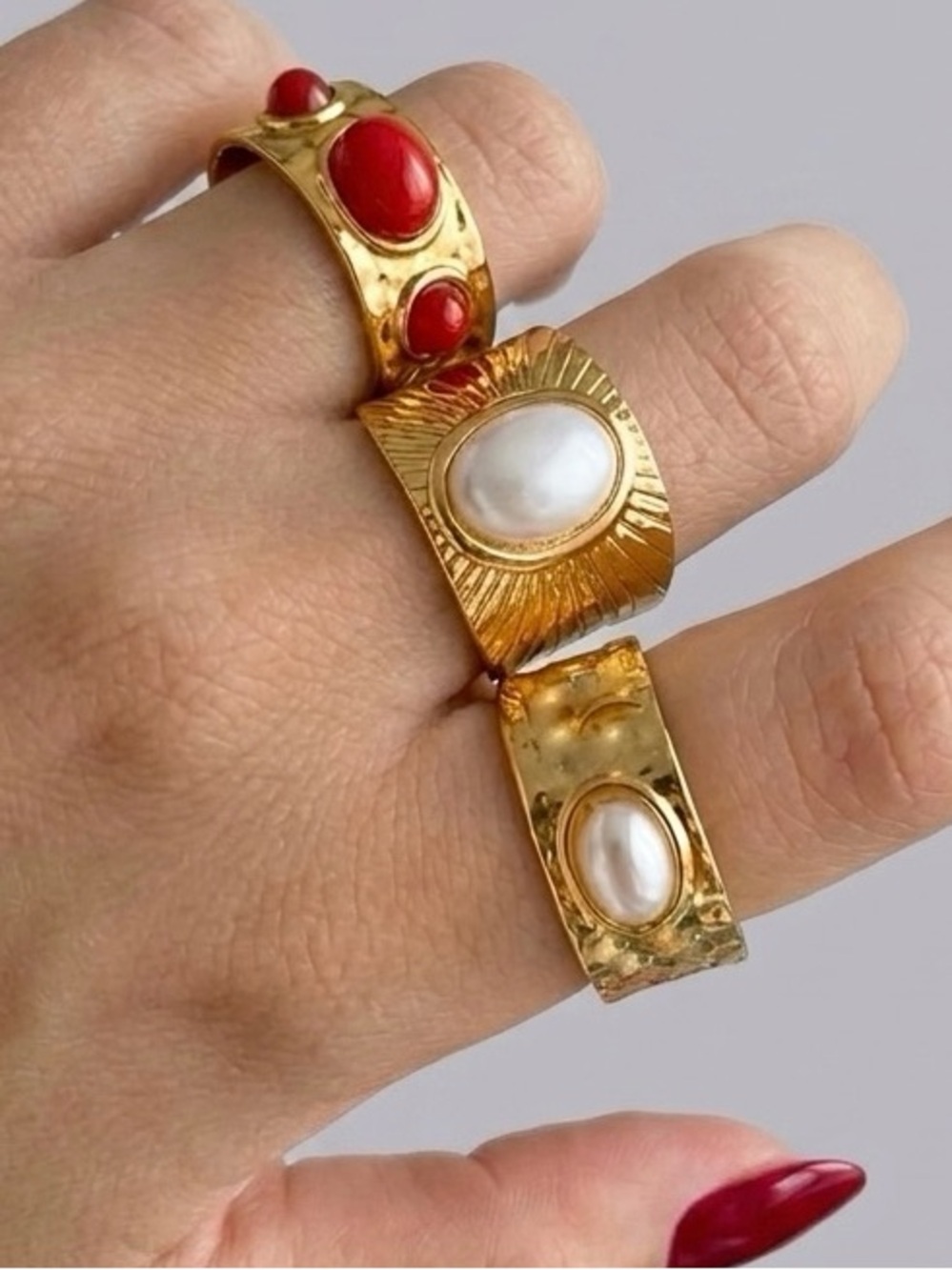 Ethereal Glow Adjustable Ring Set - Gold Plated Stainless Steel Hypoallergenic
